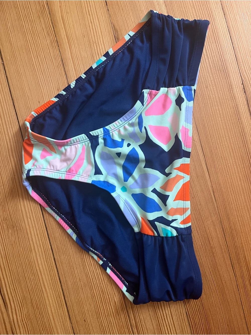 Skechers Navy Floral High-Waist Swim Bottom with Multicolor Print